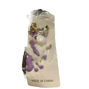 purple and white unicorn key chain